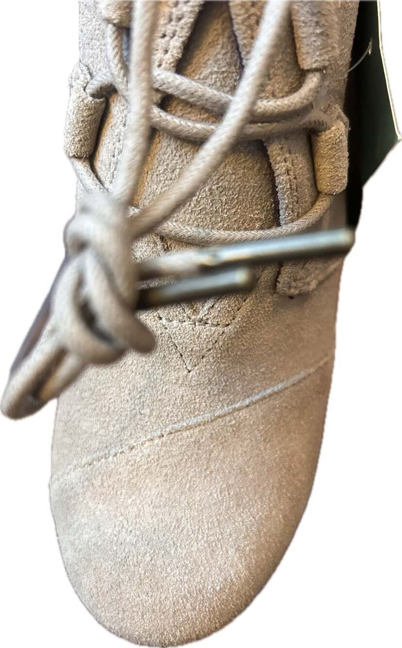 TOMS Women's Kala Lace-Up Wedge Ankle Boots in Desert Taupe Suede boho NWT - Picture 7 of 12